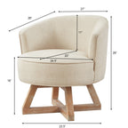 Swivel chair with cross-shaped wooden base,Lounge chair with solid wood legs, 360°freely Swivel chair ,  Classic linen Fabric for living room, bedroom, office, dresser -Beige - Grand Goldman Shop