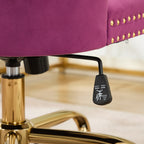 A&A Furniture Office Chair,Modern Velvet Upholstered Tufted Button Home Office Chair with Golden Metal Base,Adjustable Desk C