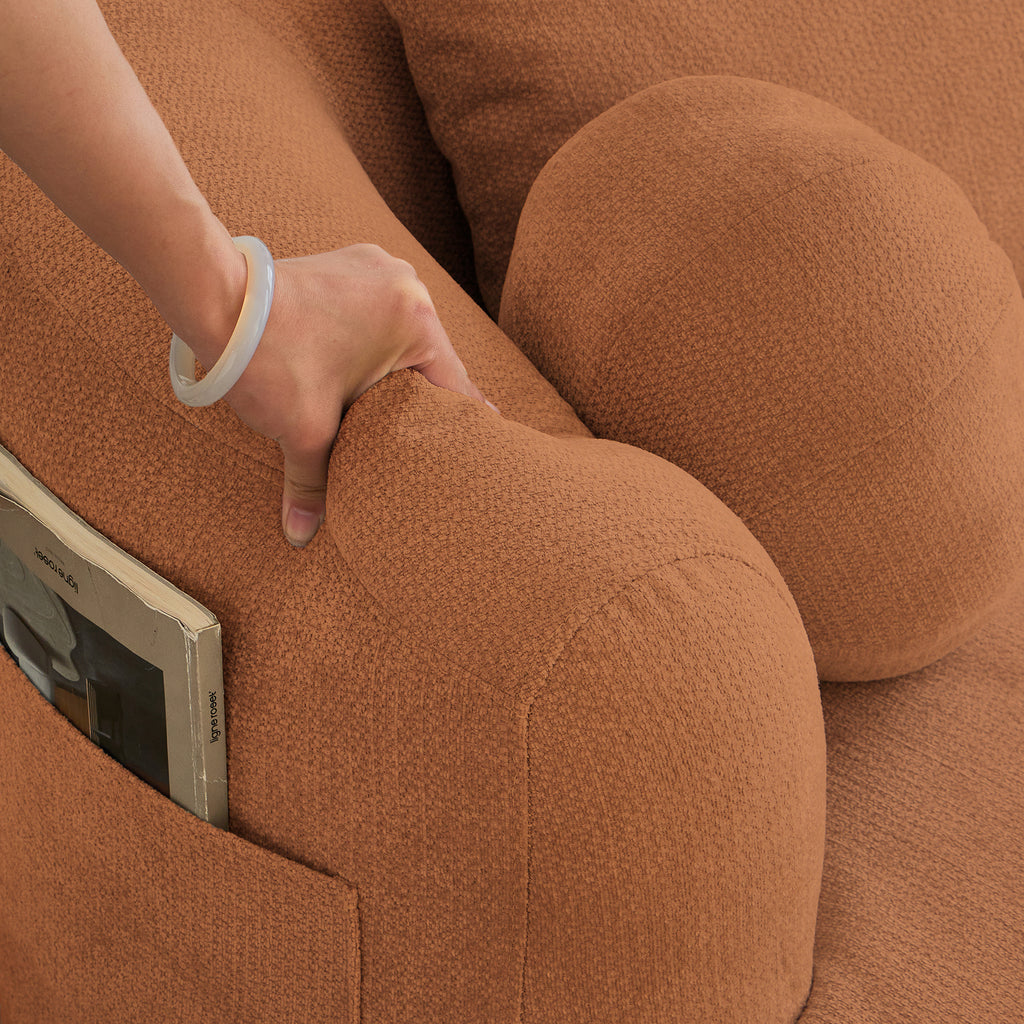 Sofa-in-a-Box, Memory Foam 2-Seater Couch, No Installation & Easy to Transport, Deep Seat Modern Sofa with chenille Fabric, Couch for Living Room, Bedroom, Apartment, Home Office,Orange - Grand Goldman Shop