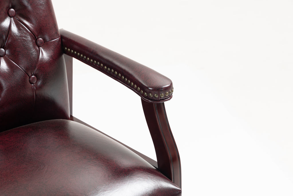 Leather Reception Guest Chairs  W/Padded Seat and Arms Ergonomic Mid-Back Office Executive Side Chair for Meeting Waiting Roo