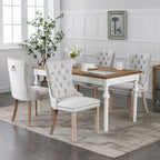 Nikki Collection Modern, High-end Tufted Solid Wood Contemporary Flax Upholstered Dining Chair with Wood Legs Nailhead Trim 2-Pcs Set,Gray, SW6801BG - Grand Goldman Shop