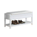 Rouen Seating Bench with Shoe Storage, White - Grand Goldman Shop