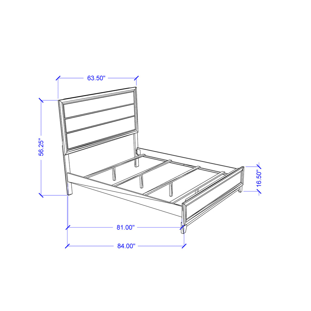 MIRAGE White 5PC King Bedroom Set with Rubber Wood and Slats - Grand Goldman Shop