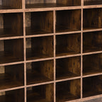 ON-TREND Sleek Design 24 Shoe Cubby Console, Modern Shoe Cabinet with Curved Base, Versatile Sideboard with High-quality for Hallway, Bedroom, Living Room, Rustic Brown - Grand Goldman Shop