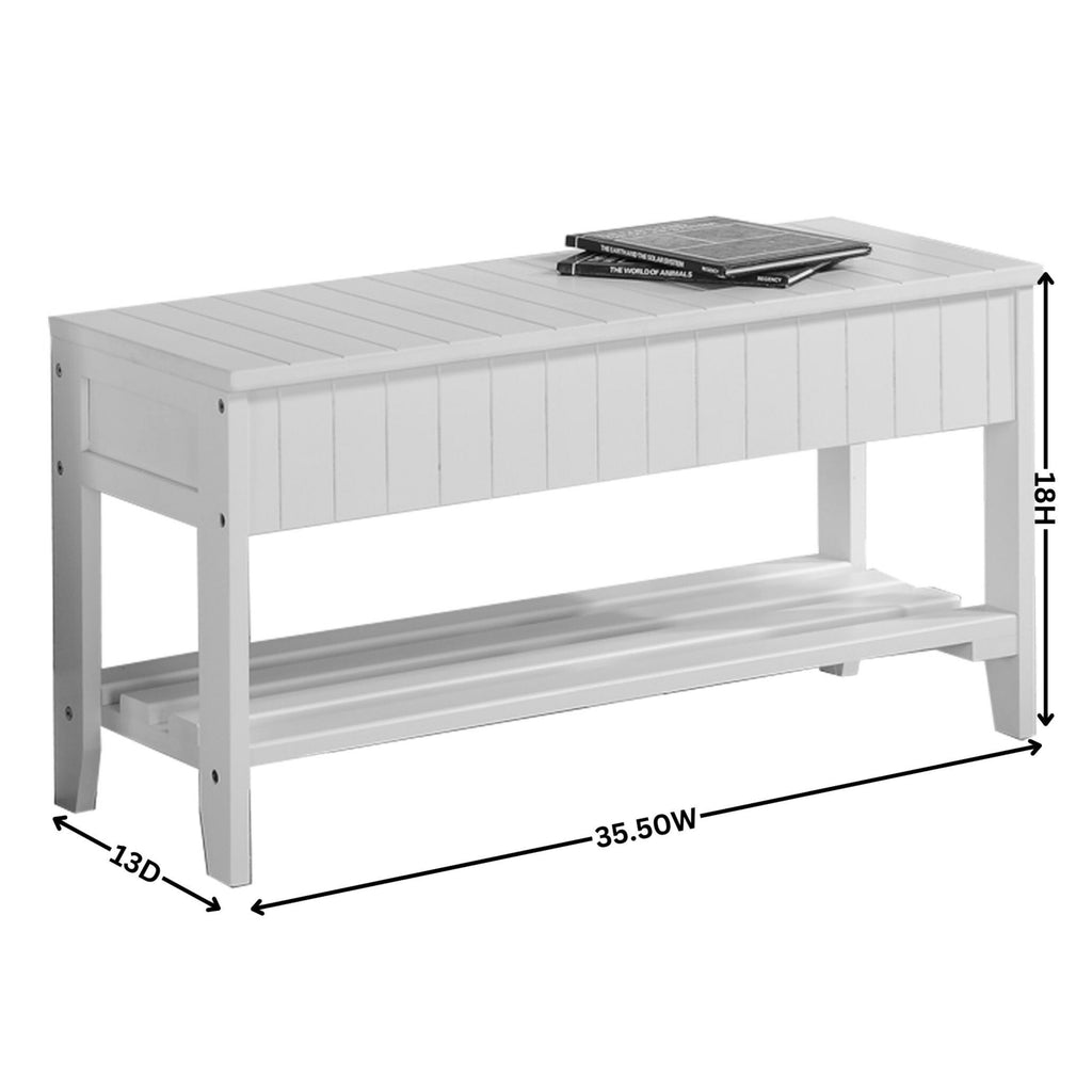 Quality Solid Wood Shoe Bench with Storage, White - Grand Goldman Shop