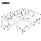 Modern Sectional Sofa with Storage Ottoman, L-Shape Couch with 2 Pillows and Cup Holders, Black Velvet, 105' - Grand Goldman Shop