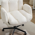 Modern Chenille Swivel Office Chair, Height Adjustable Task Chair with Convertible Multi-Position Armrests,Comfy Double Cushi