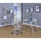 Clear and Chrome Acrylic Office Chair with Caster Wheels - Futuristic Design, Adjustable Height, Durable Metal Frame - Grand 