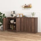 Buffet Cabinet with Storage, 62.60' Sideboard Cabinet with 4 Doors & Shelves, Wooden Kitchen Coffee Bar Credenza Storage for Living Room, Hallway Walnut - Grand Goldman Shop