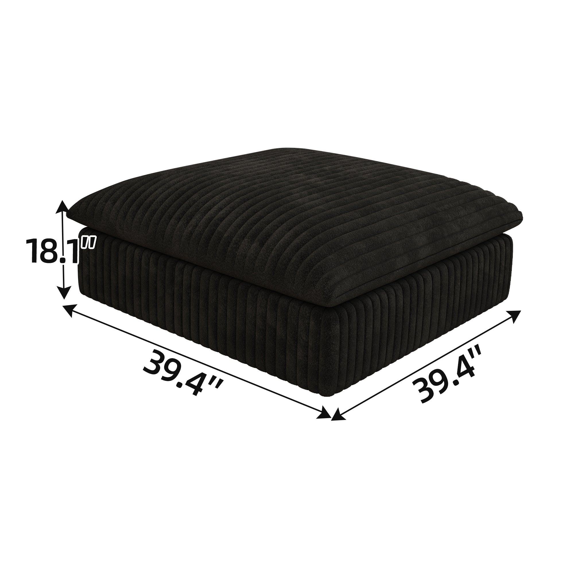 Cloud Sofa,Corduroy Fabric,Deep Seat Couches,Double-layer design,Removable Cushion,No Assembly, DIY Combination for Living room, Bedroom,Conference room ,Apartment,Black - Grand Goldman Shop