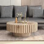 Modern minimalist circular coffee table 31.4'' with natural wood texture, stable and durable, enhancing spatial aesthetics suitable for living rooms, study rooms and offices. - Grand Goldman Shop