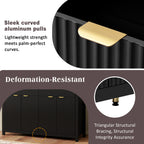 U_STYLE Modern 55.1'' Sideboard Buffet Cabinet with 2 Drawers & 4 Doors, Adjustable Shelves, Wave-Pattern Design, Aluminum Handles, Painted MDF, Scandinavian Storage for Dining Room, Living Room - Grand Goldman Shop