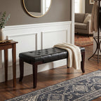 Linon Tufted Bench, Faux Leather, Espresso - Grand Goldman Shop