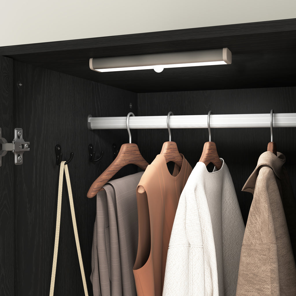 2 Door Wood Wardrobe for Bedroom with Hanging Clothing Rod inside the Cabinet and 2 Drawers for Storage Organization, Built-in induction light Multifunctional Closet with Mirror, Black - Grand Goldman Shop