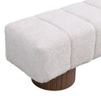 Upholstered Dining Bench for Dining Room, No-Assembly End of Bed Entryway Bench Ottoman for Bedroom Living Room, Beige Faux Fur Fabric Stool Top Wood Leg 300 LBS Weight Capacity - Grand Goldman Shop