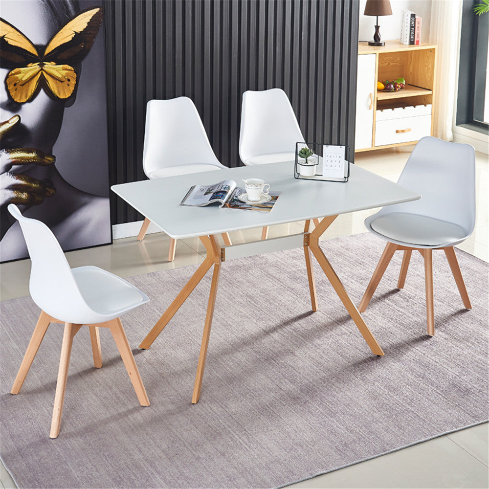 Modern Minimalist StyleDining Table MDF Anti-Scratch Top Metal Shelf Metal Heat Transfer Legs Leveling Feet For Dining Room Kitchen Office Table X 1(White) - Grand Goldman Shop