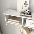 White Entryway Wall Mounted Coat Rack with 4 Dual Hooks Living Room Wooden Storage Shelf - Grand Goldman Shop