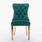 A&A Furniture,Nikki Collection Modern, High-end Tufted Solid Wood Contemporary Velvet Upholstered Dining Chair with Golden Stainless Steel Plating Legs,Nailhead Trim,Set of 2，Black and Gold, SW1601GN - Grand Goldman Shop