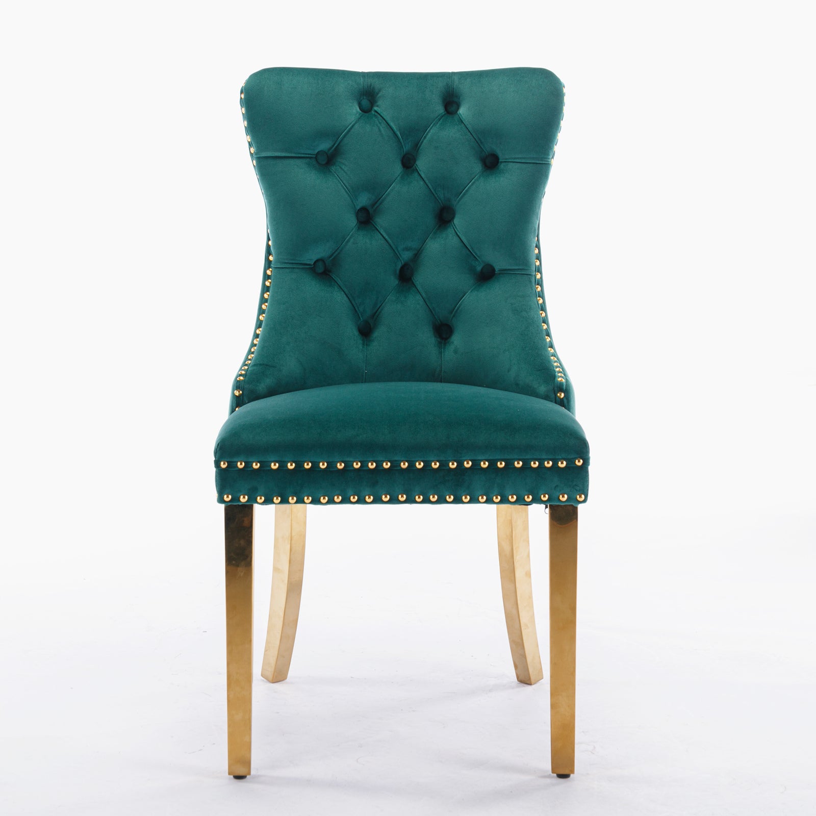A&A Furniture,Nikki Collection Modern, High-end Tufted Solid Wood Contemporary Velvet Upholstered Dining Chair with Golden Stainless Steel Plating Legs,Nailhead Trim,Set of 2，Black and Gold, SW1601GN - Grand Goldman Shop