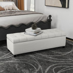 Upholstered Storage Ottoman Bench, Entryway Bench, End of Bed Bench, Ottoman Foot Rest for Bedroom, Light Grey, 300lbs - Grand Goldman Shop