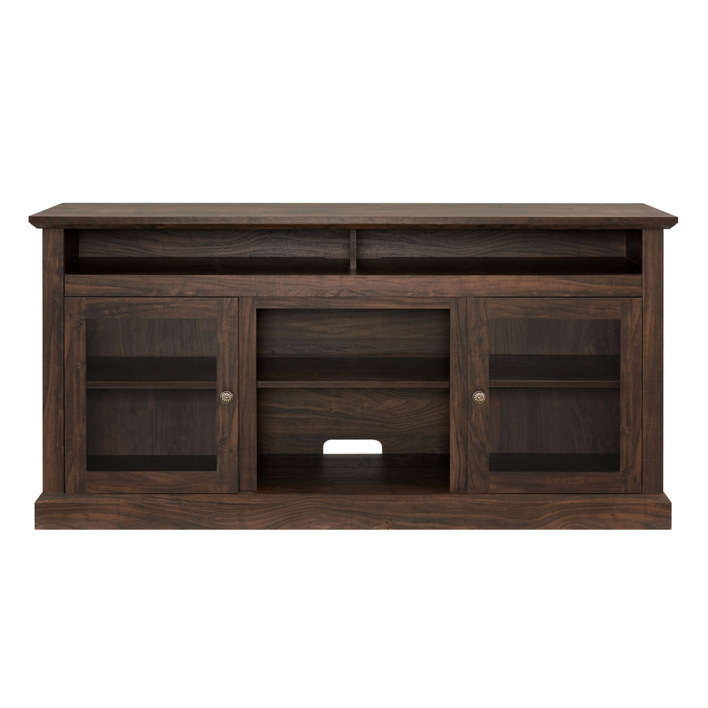 Modern TV Stand for up to 65 Inch TVs, Entertainment Center Farmhouse TV Cabinet Media Console Table with Glass Doors for Living Room, Brown 60'W*15.75'D*29'H - Grand Goldman Shop