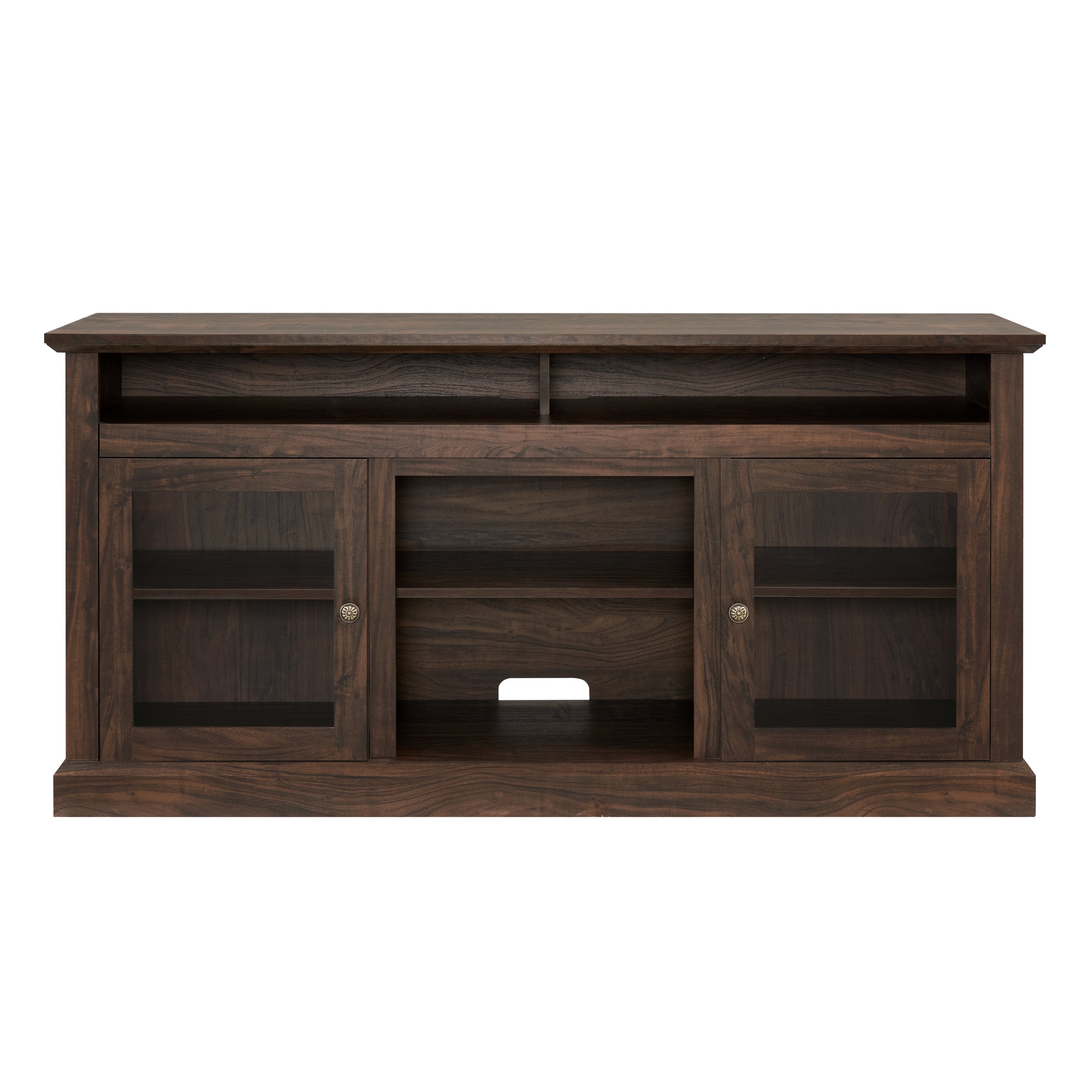 Modern TV Stand for up to 65 Inch TVs, Entertainment Center Farmhouse TV Cabinet Media Console Table with Glass Doors for Living Room, Brown 60'W*15.75'D*29'H - Grand Goldman Shop
