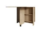 DFW Folding Dining Table, Versatile Dinner Table with 2 Wheels and 2 Storage Racks, Space Saving Dining Room Table, Folding Kitchen Table, Pear Wood Color - Grand Goldman Shop