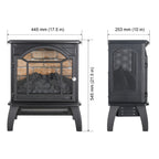 Antique Black 3D Flame Electric Infrared Quartz Fireplace Stove with Remote Control, Tempered Glass and Sheet Metal, 18 Inch - Grand Goldman Shop
