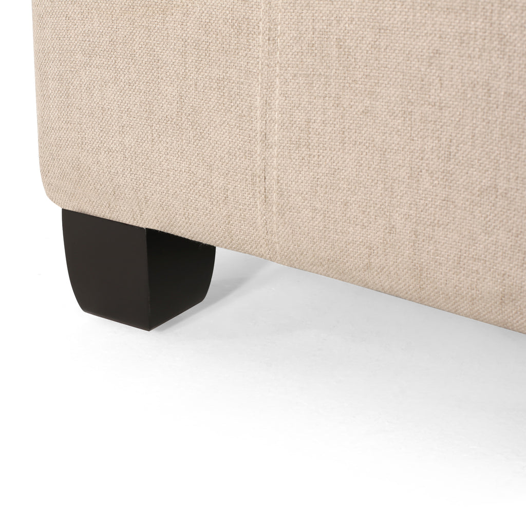 ISABELLA Ottoman Storage Solution in Wheat Fabric with Birch Legs - Grand Goldman Shop