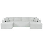 Compressible U-Shaped Sectional Sofa Set,Minimalist Style Modular Sectional Sofa, Corduroy Fabric Cloud Couch for Living Room - Grand Goldman Shop