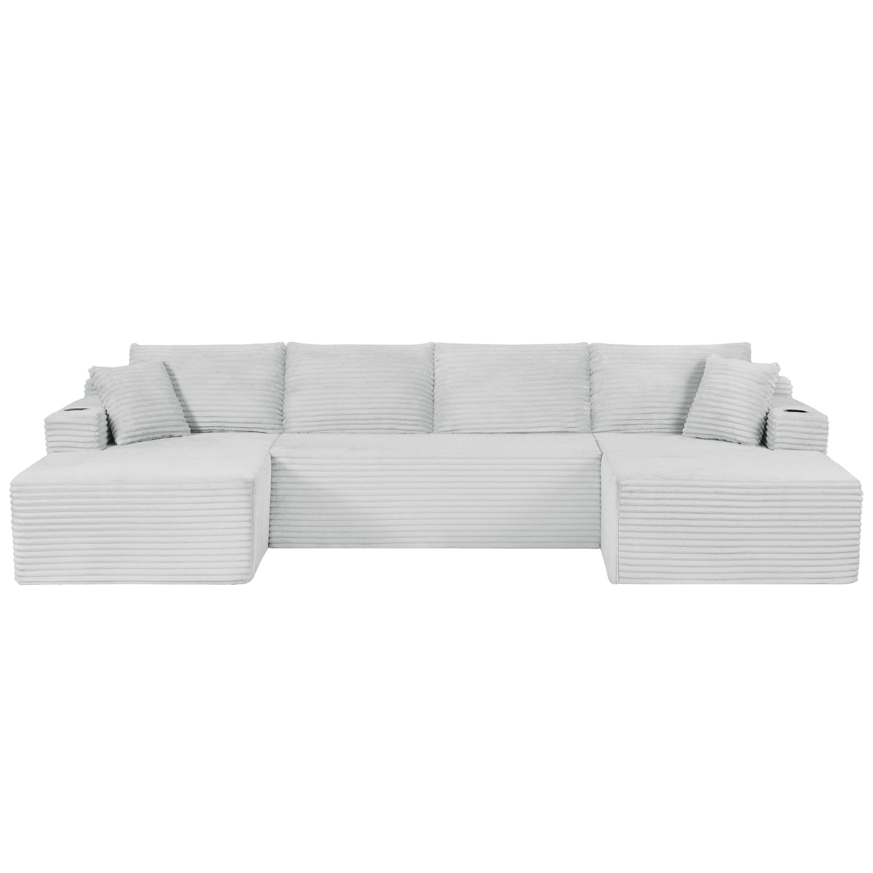 Compressible U-Shaped Sectional Sofa Set,Minimalist Style Modular Sectional Sofa, Corduroy Fabric Cloud Couch for Living Room - Grand Goldman Shop