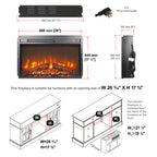 26 inch electric fireplace insert, ultra thin heater with log set & realistic flame, remote control with timer, overheating protection - Grand Goldman Shop