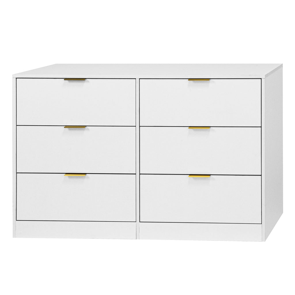 Simply Modern 6-Drawer Dresser, Chest of Drawers for Bedroom, Living Room, Hallway, and Entryway - Large Storage Cabinet White - Grand Goldman Shop