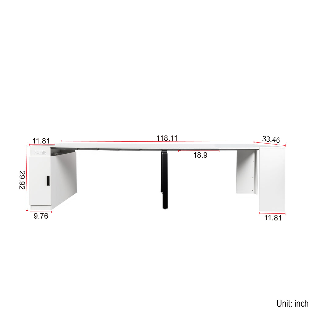 Modern Multifunctional Extendable Dining Table with Outlet, Space Saving Expanding Table with Storage for Party, Weddings, Meetings, Celebrations - Grand Goldman Shop
