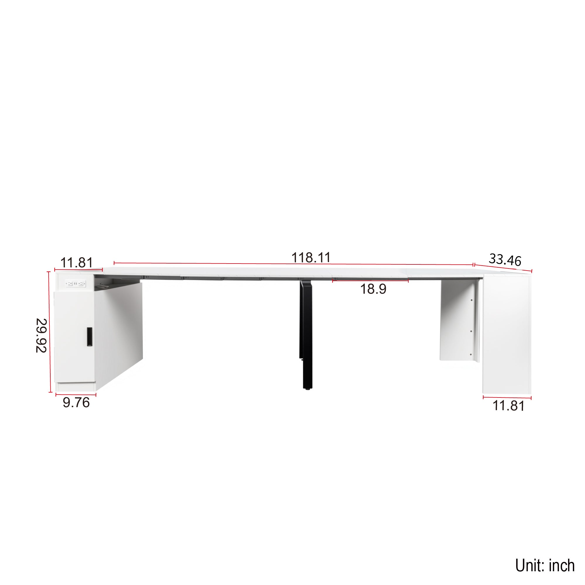 Modern Multifunctional Extendable Dining Table with Outlet, Space Saving Expanding Table with Storage for Party, Weddings, Meetings, Celebrations - Grand Goldman Shop