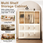 Portable Wardrobe Closet Storage Organizer for Clothes,Clothes Dresser,12 Magnetic Doors-12 Cubes & 1 Hanging Rod,6 pcs hangers , Baby Wardrobe Storage Cabinet,White - Grand Goldman Shop