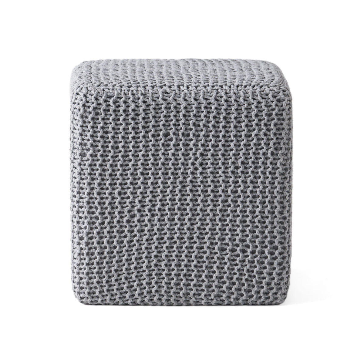 Chabani Indoor Modern Knitted Fabric Cube Pouf Ottoman - Grand Goldman Shop