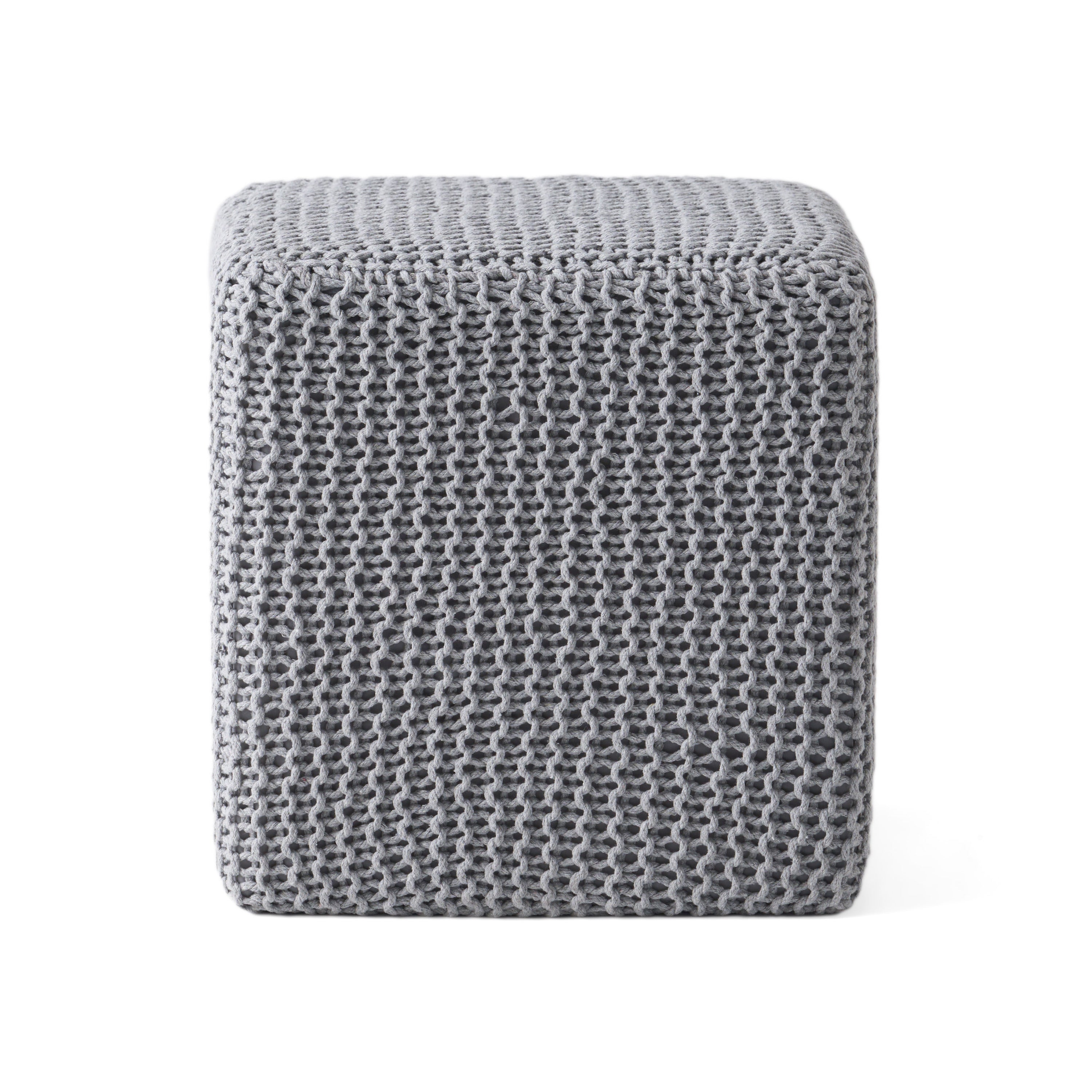 Chabani Indoor Modern Knitted Fabric Cube Pouf Ottoman - Grand Goldman Shop