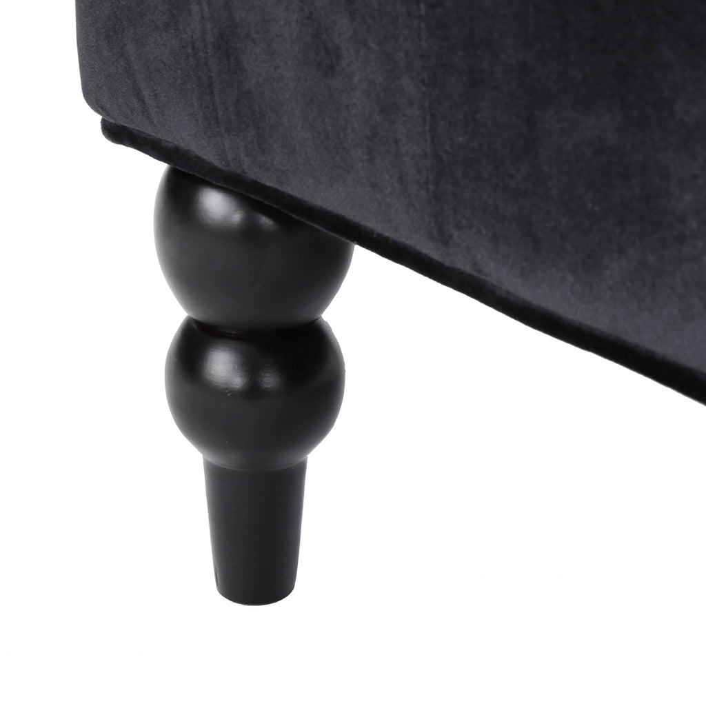 Nurturing Upholstered Loveseat with Wing Back and Diamond Tufting, Black - Grand Goldman Shop