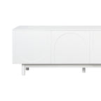 ON-TREND Graceful TV Stand with Arch Cabinets for TVs Up to 78'', Minimalist Entertainment Center with Solid Wood Legs, Practical Media Console with Adjustable Shelves for Living Room, White - Grand Goldman Shop