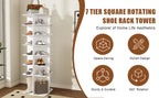 7-Tier Square Rotating Shoe Rack Tower with 360° Spinning Organizer, White - Grand Goldman Shop