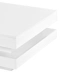 ON-TREND High Gloss Minimalist Design with LED Lights, 2-Tier Square Coffee Table, Center Table for Living Room, 31.5''x31.5''x14.2'', White - Grand Goldman Shop