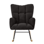 Glider Chair for Living Room Tufted Upholstered Teddy Fabric Rocking Chair with Metal Frame Accent Chair Dark Gray - Grand Goldman Shop