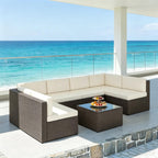 Outdoor Furniture Conversation Sets,7 Piece BeachFurniture Set,Sectional Rattan Furniture Set