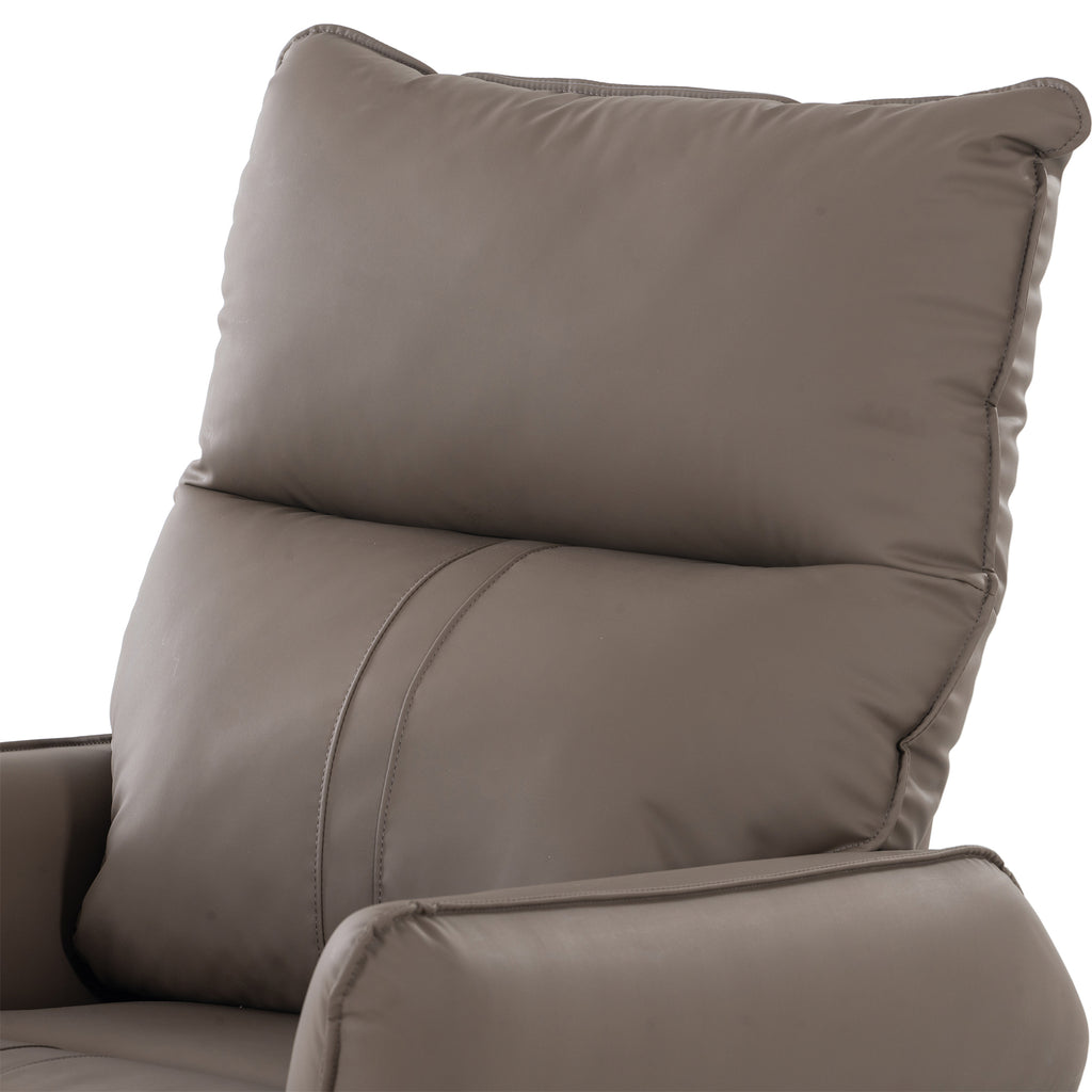 PU Rocking Recliner Chair, 360° Swivel Nursery Rocking Chair, Glider Chair, Modern Small Rocking Swivel Recliner Chair, Home Theater Seating, Side Pocket (Brown+360° Swivel) - Grand Goldman Shop
