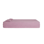 Modern Floor Sofa with 2 Pillows,Convertible Teddy Fabric Foam Filled Sleeper Sofa Bed,15 ' Full Size Folding Mattress for Living Room,Guest Bed,Playroom,No Assembly Required,Pink - Grand Goldman Shop