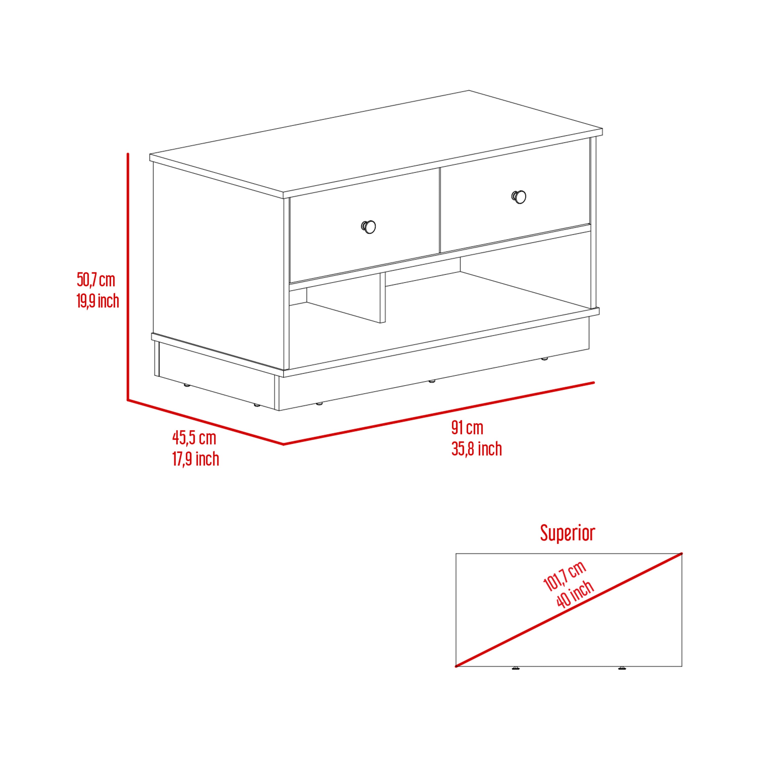 Tulip Storage Bench, Two Drawers, Two Shelves - Grand Goldman Shop