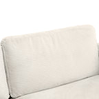 Beige Corduroy Sleeper Sofa Loveseat with Full Size Mattress, USB Ports, Cup Holders, Side Pockets, Phone Holder - Grand Goldman Shop