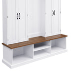 62.2''W Entryway Hall Tree with Bench, 3 Top Cubbies & Bottom Storage Space, Farmhouse Coat Rack with Hooks & Cabinets for Entryway, Hallway, Mudroom, Living Room - Grand Goldman Shop