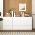 9 Drawer Dresser with No Handle Design, Modern White Matte Wood Dresser for Bedroom, Storage Chest of Drawers for Living Room, Hallway, Entryway - Grand Goldman Shop